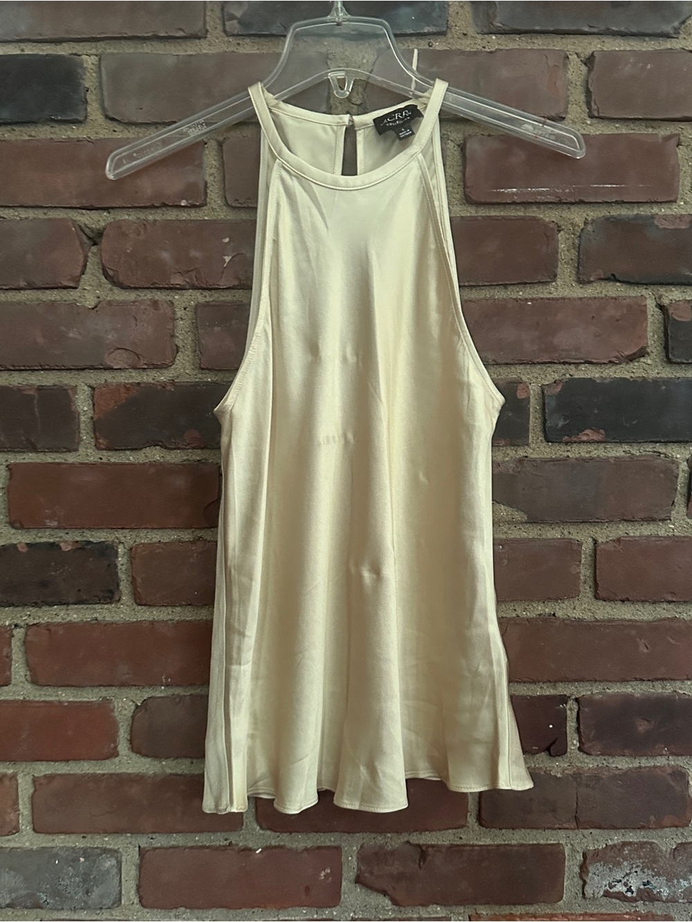 J. Crew High Neck Halter Top Champagne Colored Satin SMALL